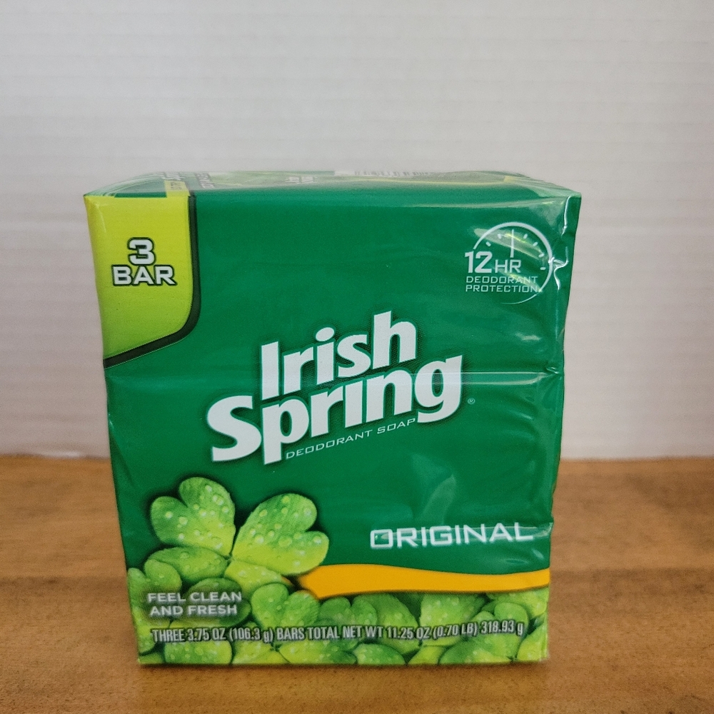 Irish Spring Original Deodorant Bar Soap, 3.75oz | NOS | No Flax | 3 Pack Sealed